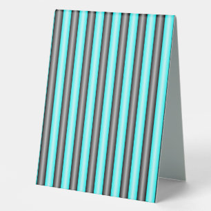 Moderne Neon Blue und Black 3D Metal Effect Stripe Tischaufsteller