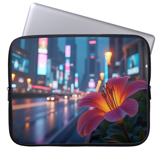 Moderne Neon-Blüte 15' Laptopschutzhülle (Vorderseite)