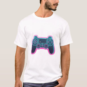 Moderne Neon-Gaming-Controller weiße Baumwoll-T-Sh T-Shirt