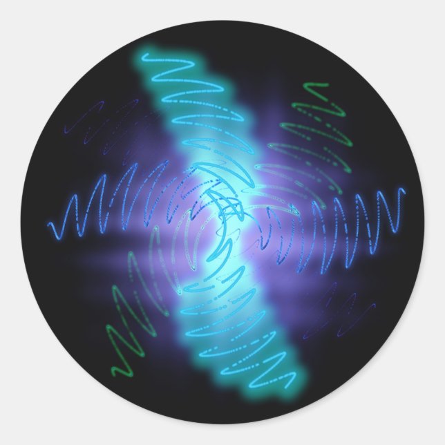 Moderne Neon Glows Sound Waves Runder Aufkleber (Vorderseite)