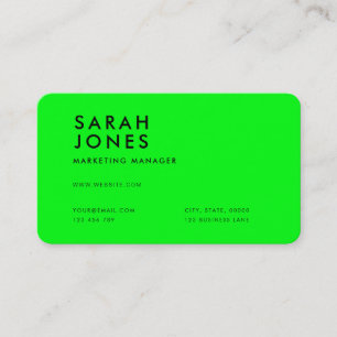 Moderne Neon Green Color Visitenkarte