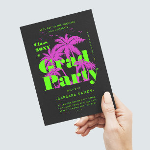 Moderne Neon Green Grad Party Graduation Party Einladung