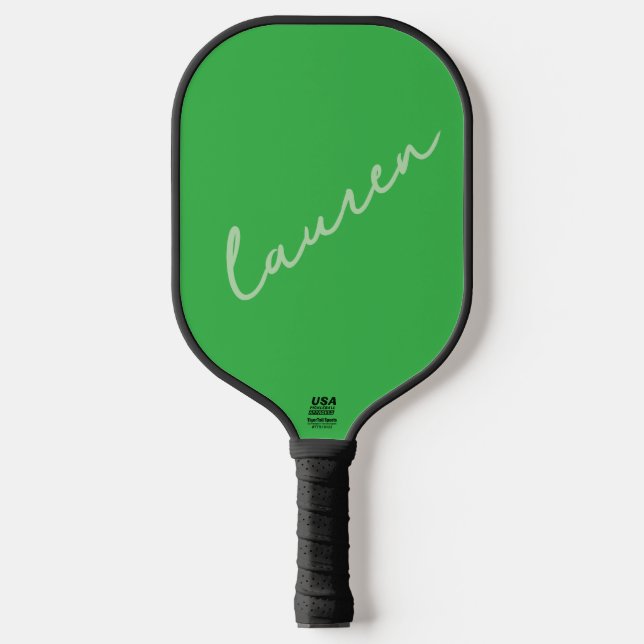 Moderne Neon-Grüne Skriptname  Pickleball Schläger (Vorderseite)