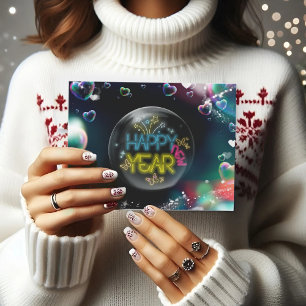 Moderne Neon-LED-Frohes-Neues-Jahr-Feiertagspostka Postkarte