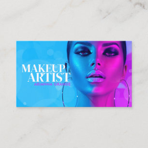 Moderne Neon Makeup Artist Business Card Visitenkarte