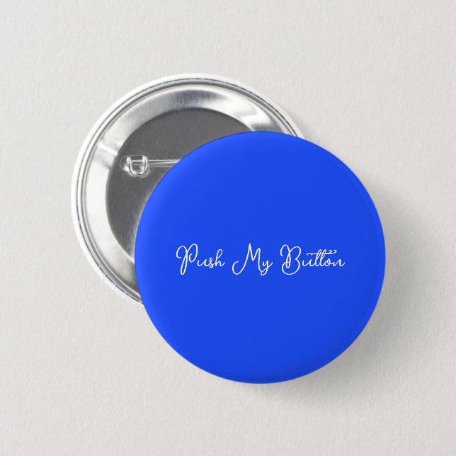 Moderne Neon Massive Blaue Anpassbare Runde Button (Vorne & Hinten)