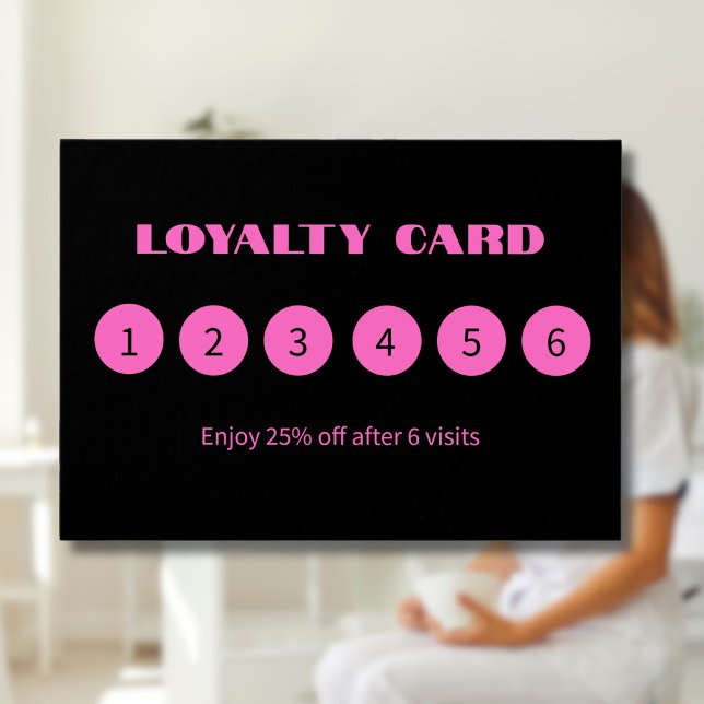 Moderne Neon Pink Black Loyalty Cards (Von Creator hochgeladen)