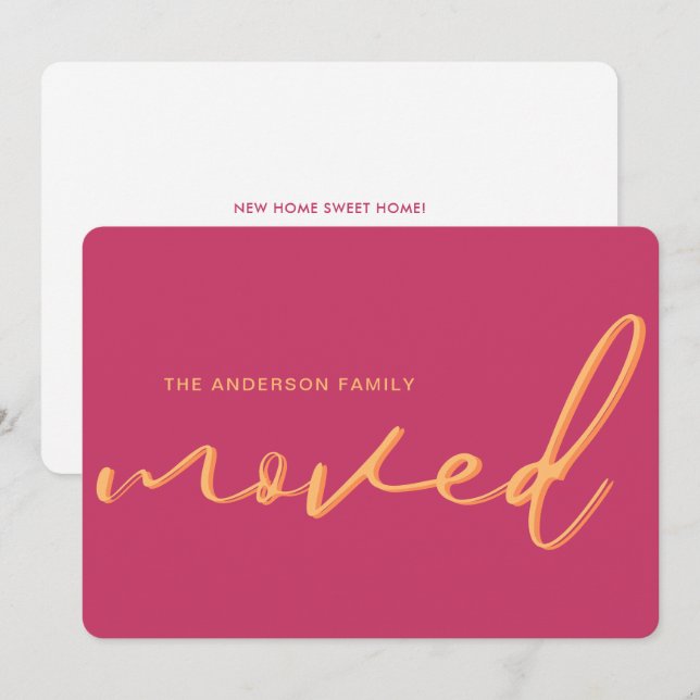 Moderne Neon Pink Helle neue Adresse Moving Ankündigung (Vorne/Hinten)