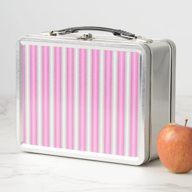Moderne Neon-Pink-Streifen mit 3D-Effekt Metall Brotdose (Beispiel)