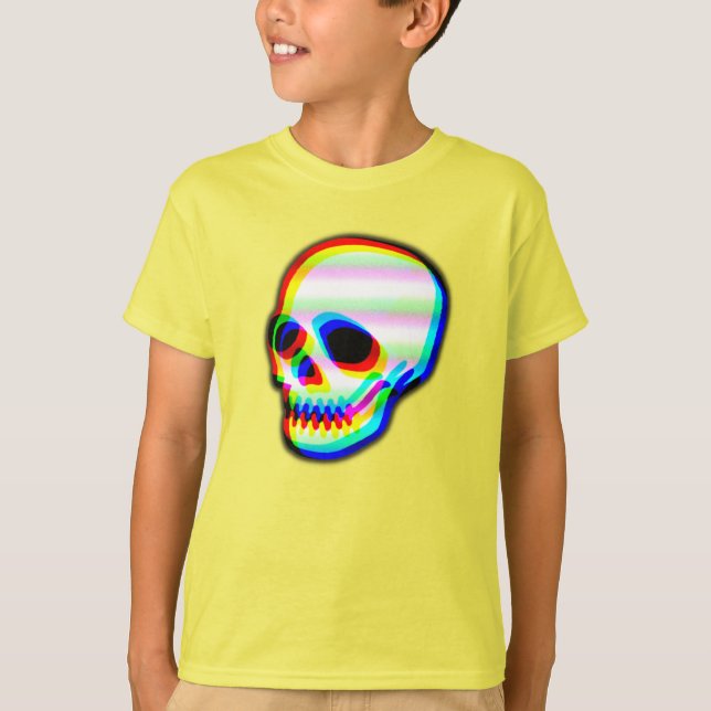 Moderne Neon Skull Illustration T-Shirt (Vorderseite)