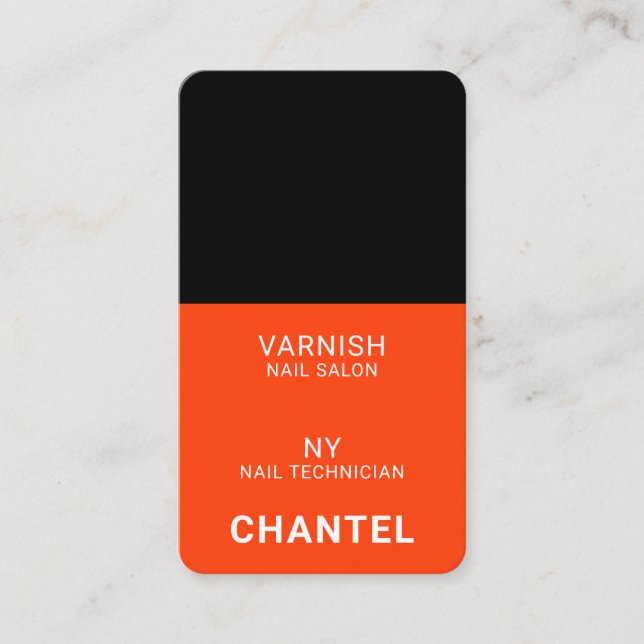 Moderne, neonorange-schicke, trendige Nagellack Visitenkarte (Vorderseite)