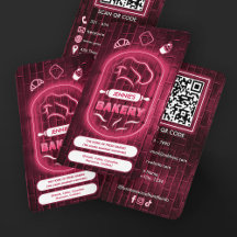 Moderne neonrosa Bäckerei-Kochmütze-Logo leuchtend