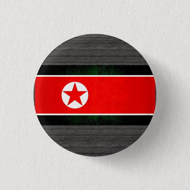 Moderne nervöse nordkoreanische Flagge Button (Vorderseite)