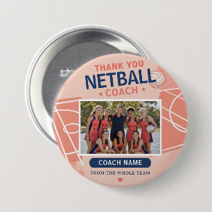 Moderne Netball-Mannschaftsfoto Coach Button