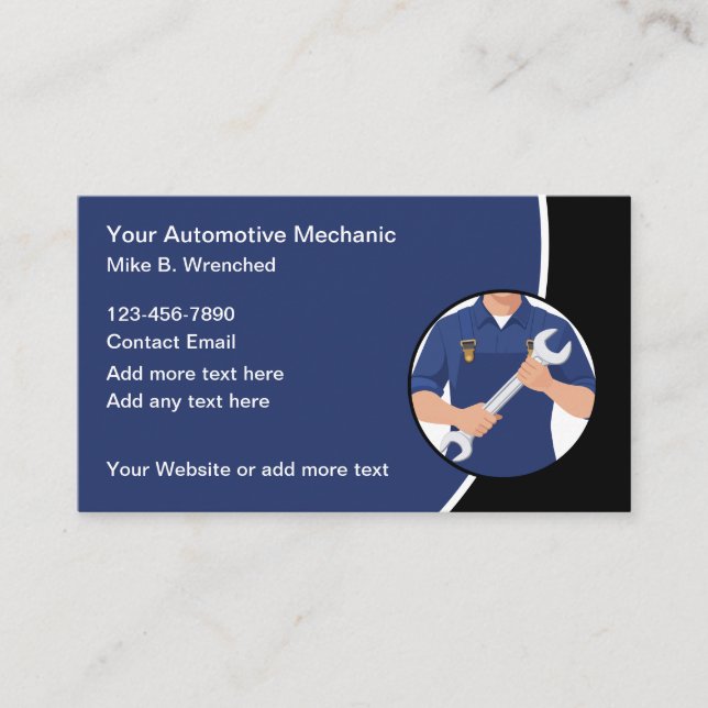 Moderne neue Automobil-Automobil-Mechanik Visitenkarte (Vorderseite)