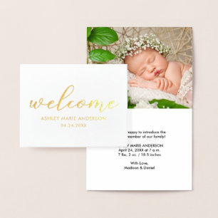 Moderne neue Baby Foto Begrüßungsgeld Gold Foil Ka Folienkarte