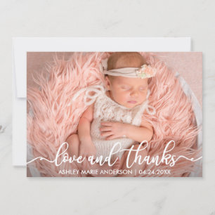 Moderne neue Baby-Liebe-und Dank-Foto-Karte W Ankündigung