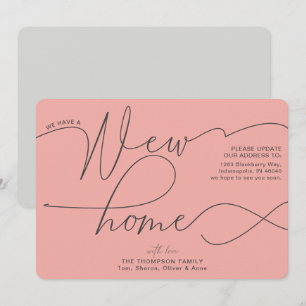 Moderne neue Zuhause Kalligrafie Lachs Rosa Moving Ankündigung