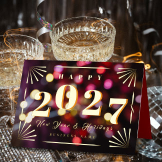 Moderne Neujahrs 2027 Geschäftsfoto Rot