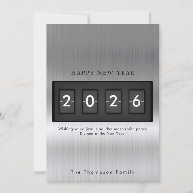Moderne Neujahrs-Einfach-Countdown-Silber (Vorderseite)