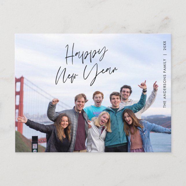 Moderne Neujahrsgrüße, glückliche Familienposten F Postkarte (Vorderseite)