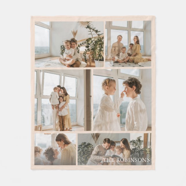 Moderne neutrale 6-Fotokassenfamilie Fleecedecke (Vorderseite)
