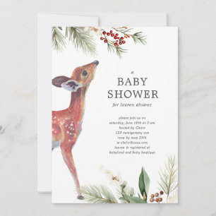 Moderne neutrale Baby-Dusche für Winterhirsche Einladung