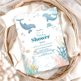 Moderne Neutrale Babydusche unter dem Meer Einladung