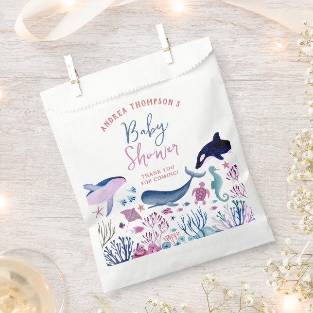 Moderne Neutrale Babydusche unter dem Meer Geschenktütchen (Ausgeschnitten)