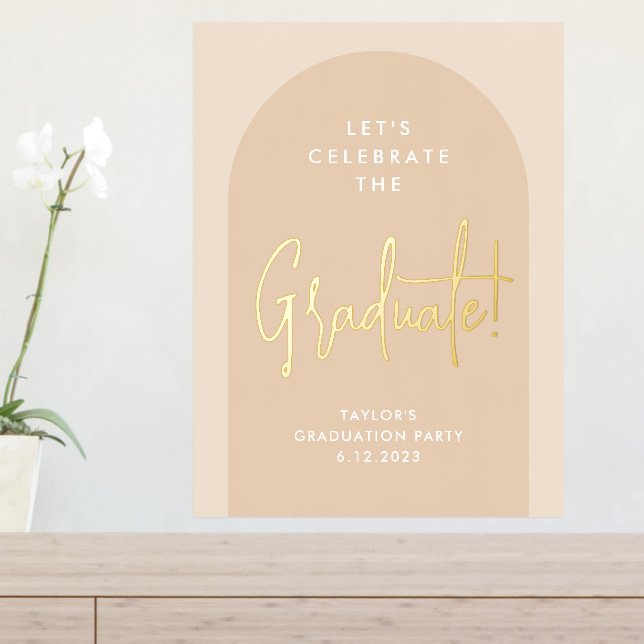 Moderne neutrale Beige Arch Graduation Party Willk Foliendrucke (In Situ (Eingangstisch))