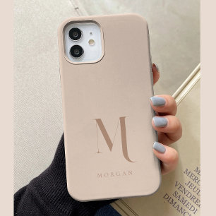 Moderne neutrale beige benutzerdefinierte Monogram Case-Mate iPhone Hülle