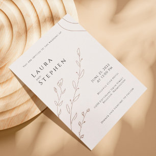 Moderne, neutrale Beige Botanische Hochzeit Einladung
