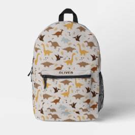 Moderne neutrale Creme Dinosaur Dino Muster Bedruckter Rucksack