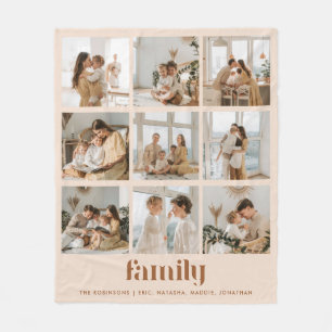 Moderne neutrale Fotocollage-Familiennamen Fleecedecke