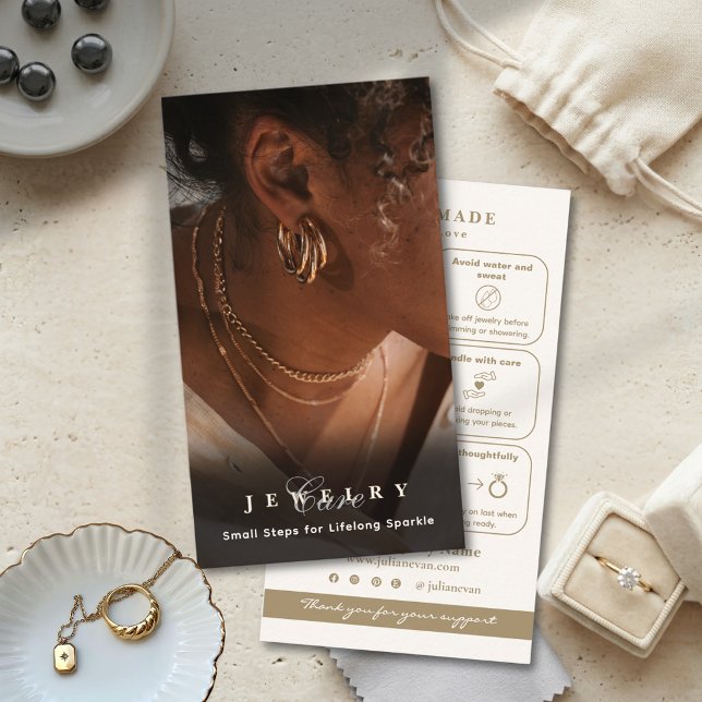 Moderne neutrale Gold-Schmuckkarte Einsteckkarte Begleitkarte (Modern Neutral Gold Jewelry Card Insert Card)