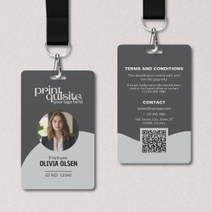 Moderne neutrale graue Mitarbeiter-ID-Karte – QR-G Ausweis