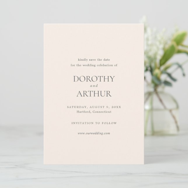 Moderne, neutrale Hochzeit Save The Date (Stehend Vorderseite)