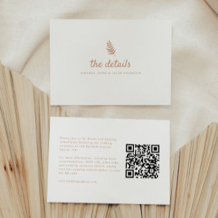 Moderne neutrale Hochzeitdetails QR-Code Begleitkarte