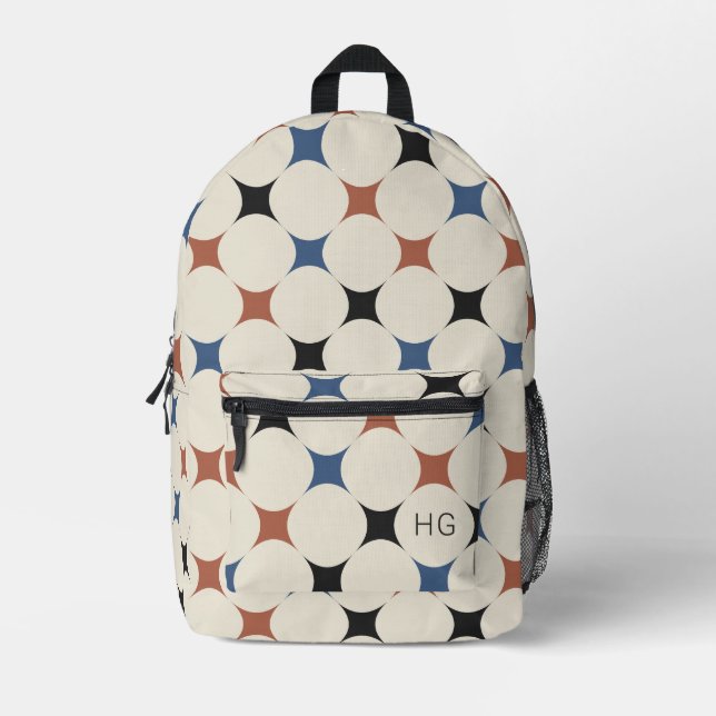 Moderne neutrale Monogramm-Initialen für das Niedl Bedruckter Rucksack (Vorderseite)