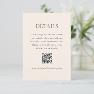 Moderne, neutrale QR-Code Elegante Hochzeit Begleitkarte