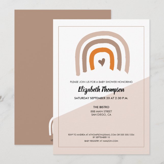 Moderne neutrale Rainbow Baby Shower Invitati Einladung (Vorne/Hinten)