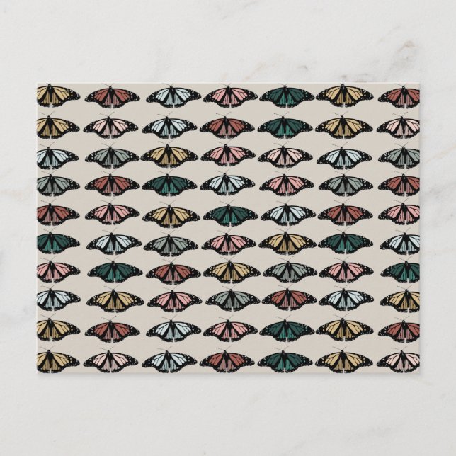 Moderne neutrale Schmetterlinge Gartenmuster Feiertagspostkarte (Vorderseite)