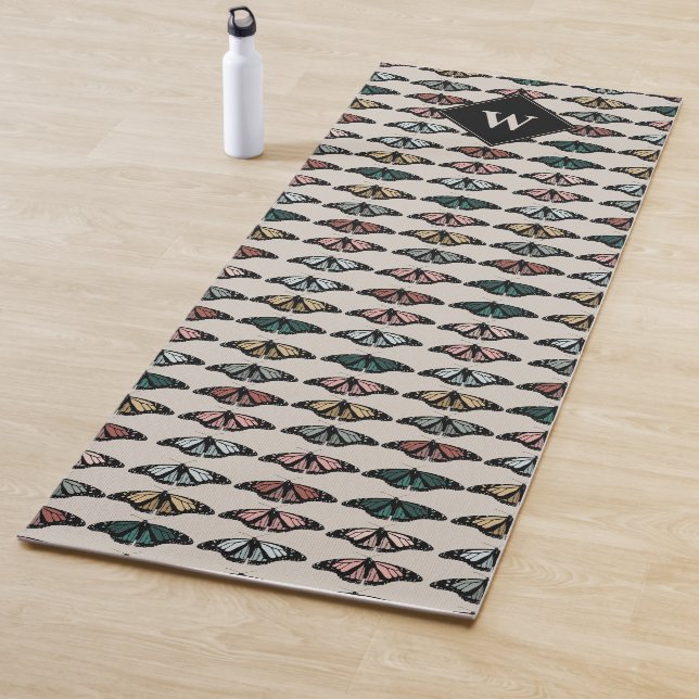 Moderne neutrale Schmetterlinge Gartenmuster-Monog Yogamatte (Beispiel)