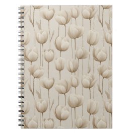 Moderne neutrale Tulpe Elfenbein Blumenmuster Notizblock