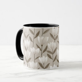 Moderne neutrale Tulpe Elfenbein Blumenmuster Tasse