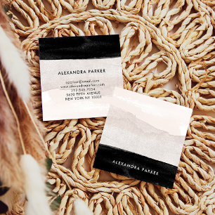 Moderne neutrale Wasserfarbenwasche mit schwarzer  Quadratische Visitenkarte