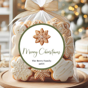 Moderne neutrale Weihnachtsfamilien-Name-Aufkleber Runder Aufkleber