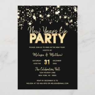 Moderne NEW YEAR'S EVE Party Gold Glitzer Lights Einladung