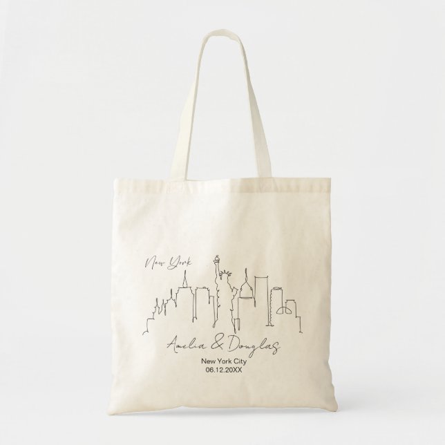 Moderne New York Skyline Wedding Welcome Favoriten Tragetasche (Vorne)