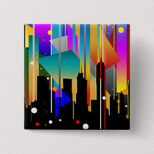 Moderne New Yorker geometrische Formen Abstract Button